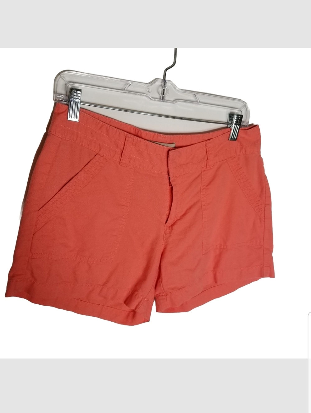Banana Republic Shorts Women's 4 Pink/Coral Linen Cotton Blend Mid Rise Summer